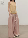 BASERANGE French organic cotton cable knit track pants BAS-TRCA-PO-SU25-CANTIL PINK